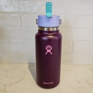 Hydroflask limited edition 32 oz wide mouth flex straw water bottle pink purple